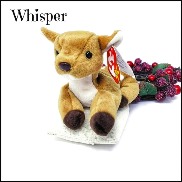 "Whisper" Vintage Original Ty Beanie Babies Fawn with tag - Picture 1 of 9